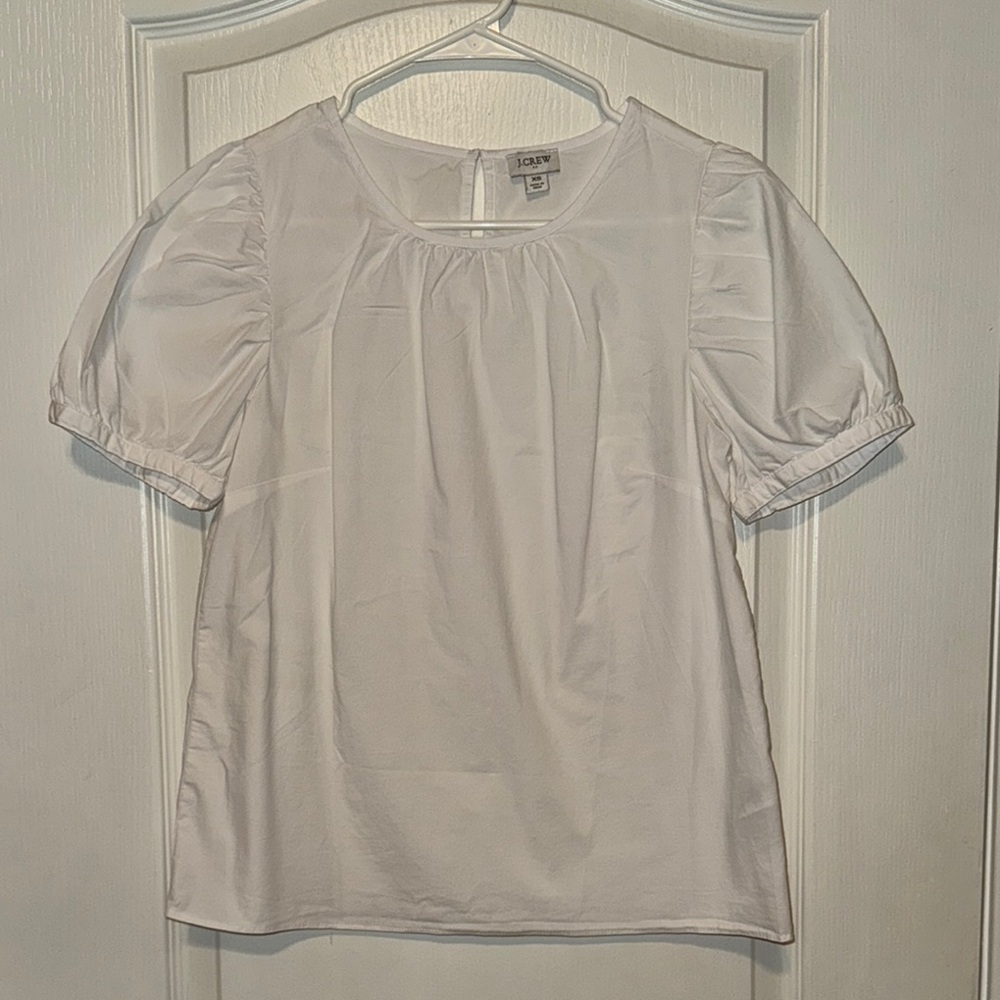 J. Crew White Puff Sleeve Top